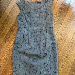 Adrianna Papell Gray Sheath Dress Square Neck Sleeveless Midi